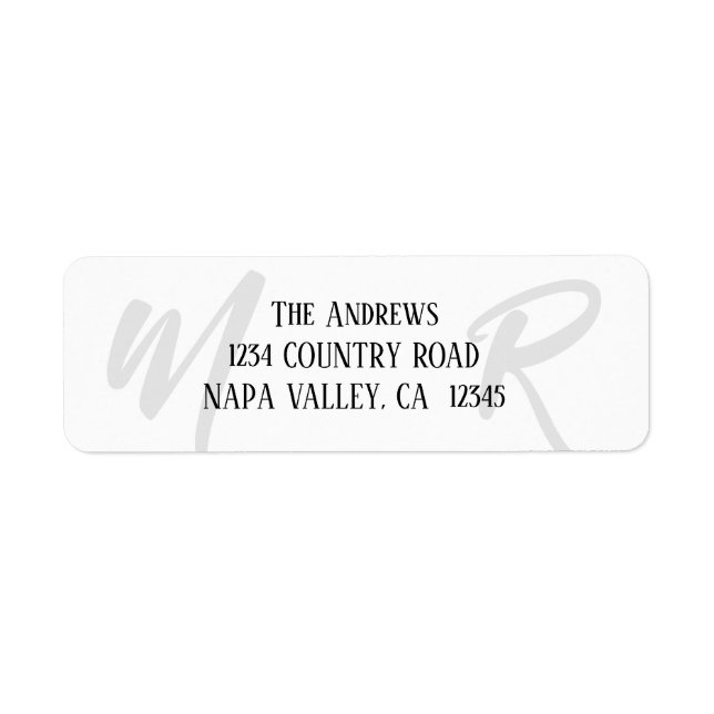 Personalised Grey White Couple  Return Address Label (Front)