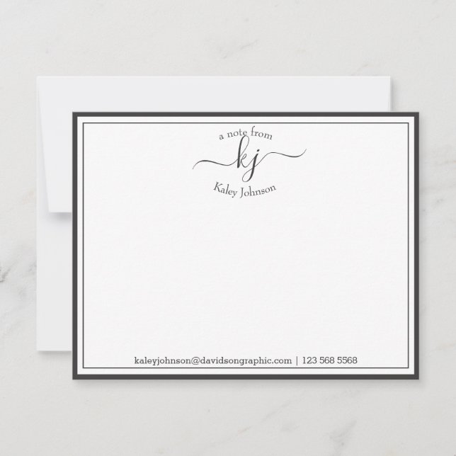 Personalised Grey White From The Desk Of Note Card (Front)