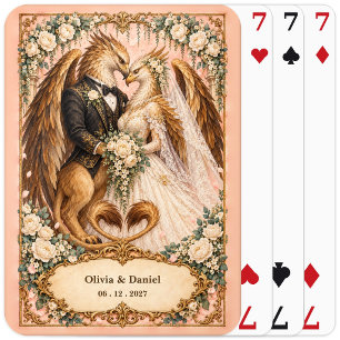 Personalised Griffin Bride and Groom Wedding Favou Playing Cards