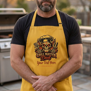 Personalised Grill Master Dad Sugar Skull BBQ Long Apron