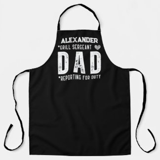 Personalised Grill Sergeant Dad Reporting for Duty Apron