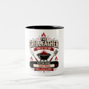 Personalised Grillfather BBQ Dad name Gift Two-Tone Coffee Mug
