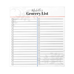 Personalised Grocery List Notepad