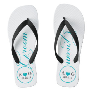 Personalised Groom (blue) Thongs