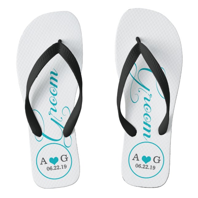 Personalised Groom (blue) Thongs (Footbed)