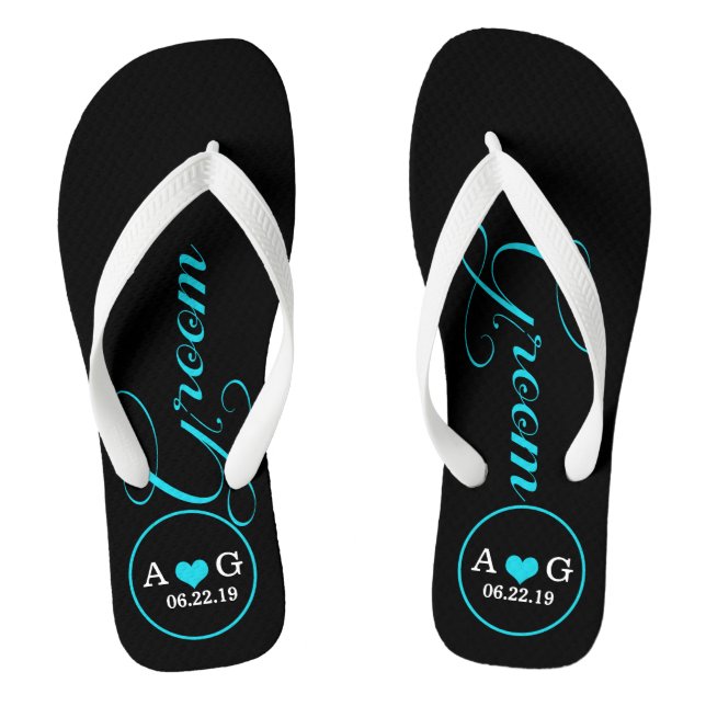 Personalised Groom (blue) Thongs (Footbed)
