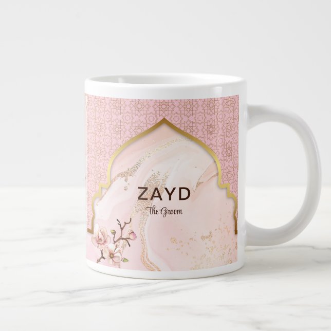Personalised Groom Coffee Mug – Blush & Gold Arch (Right)