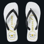 Personalised Groom (gold) Thongs<br><div class="desc">Fun,  custom wedding flip flops</div>