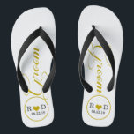 Personalised Groom (gold) Thongs<br><div class="desc">Fun,  custom wedding flip flops</div>