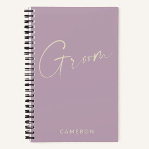 Personalised Groom Lilac Purple Minimalist Wedding Notebook