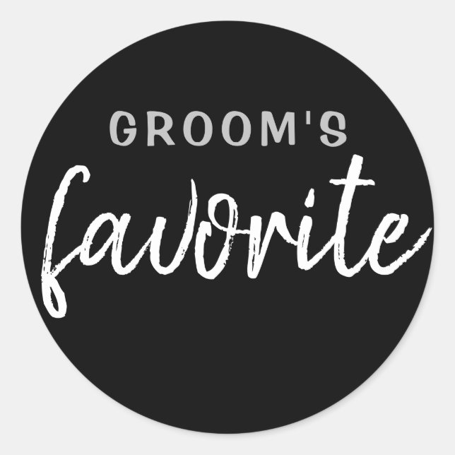 Personalised Groom's Favourite Sticker Black Silve (Front)