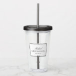 Personalised Groomsman Bowtie Wedding Party Gift Acrylic Tumbler<br><div class="desc">This custom acrylic tumbler makes a refined yet practical gift for your groomsmen. Featuring a black bowtie icon and clean serif and script fonts, it’s effortlessly cool and ideal for everything from bachelor party hydration to wedding weekend coffee runs. Personalise with their name, role, and date for a modern keepsake...</div>