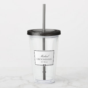 Personalised Groomsman Bowtie Wedding Party Gift Acrylic Tumbler