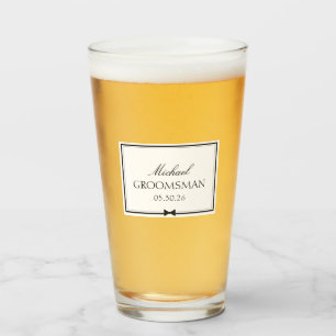 Personalised Groomsman Bowtie Wedding Party Gift Glass