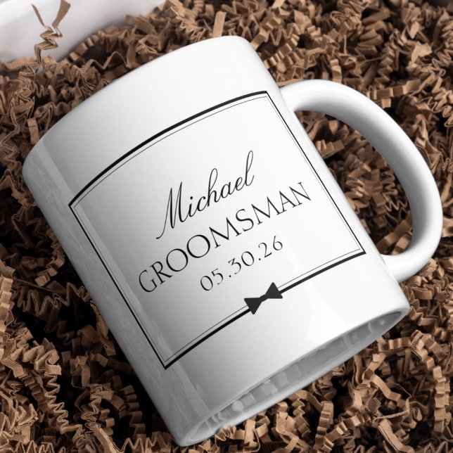Personalised Groomsman Bowtie Wedding Party Gift Mug (Creator Uploaded)