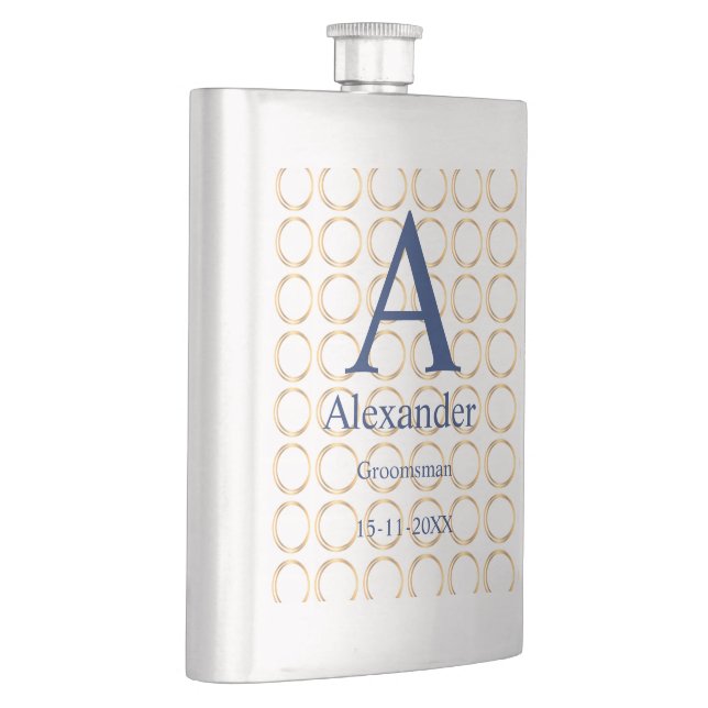 Personalised Groomsman Flask Custom Name & date (Right)