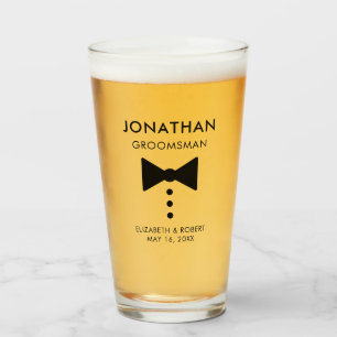 Personalised Groomsman Gift Modern Tuxedo Wedding Glass