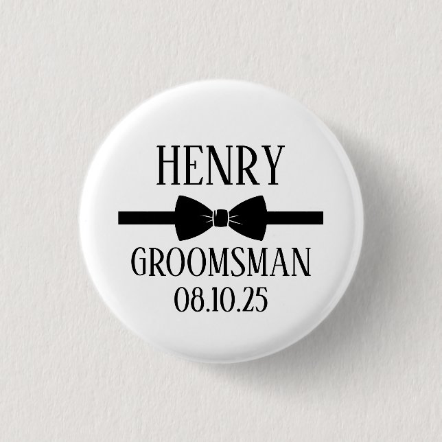 Personalised Groomsman Gift, Wedding 3 Cm Round Badge (Front)