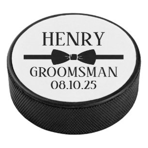 Personalised Groomsman Gift, Wedding Hockey Puck