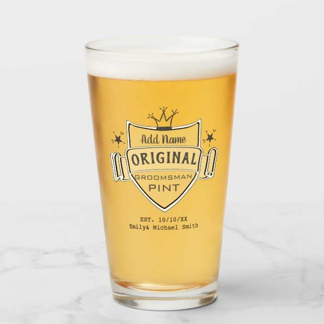 Personalised Groomsman Gifts PINT GLASS Thank You (Front Filled)