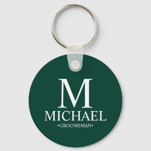 Personalised Groomsman Name and Monogram Key Ring