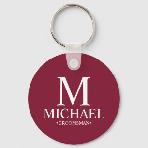 Personalised Groomsman Name and Monogram Key Ring