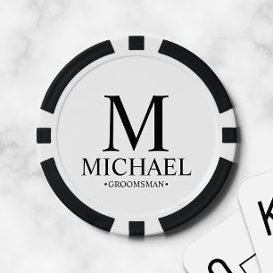 Personalised Groomsman Name and Monogram Poker Chips