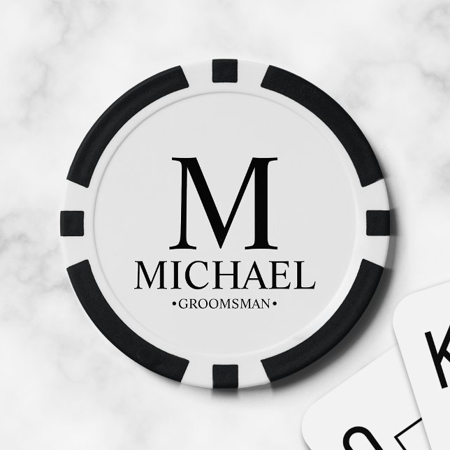Personalised Groomsman Name and Monogram Poker Chips (Creator Uploaded)