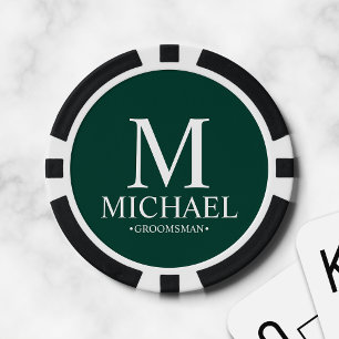 Personalised Groomsman Name and Monogram Poker Chips