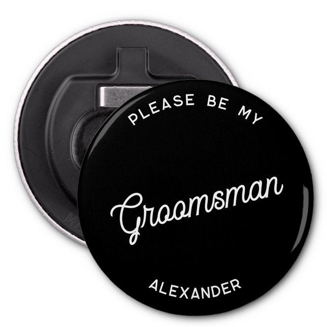 Personalised Groomsman Proposal Bottle Opener (Fun personalized groomsman proposal button bottle opener)
