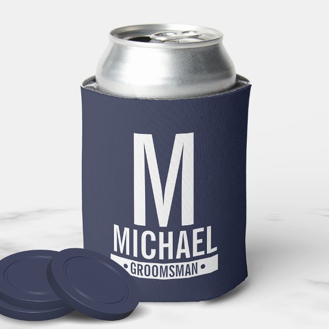 Personalised Groomsman's Monogram and Name Can Cooler (Creator Uploaded)
