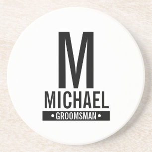 Personalised Groomsman's Monogram and Name Coaster