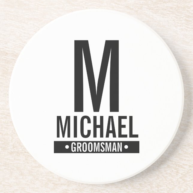 Personalised Groomsman's Monogram and Name Coaster (Front)