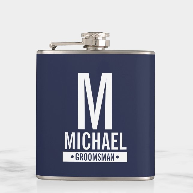 Personalised Groomsman's Monogram and Name Flask (Creator Uploaded)
