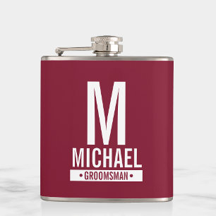 Personalised Groomsman's Monogram and Name Flask