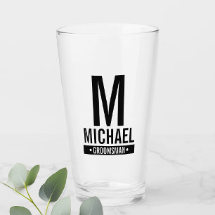 Personalised Groomsman's Monogram and Name Glass