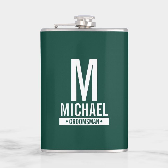 Personalised Groomsman's Monogram and Name Hip Flask (Creator Uploaded)