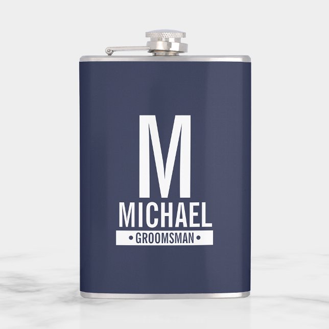 Personalised Groomsman's Monogram and Name Hip Flask (Creator Uploaded)