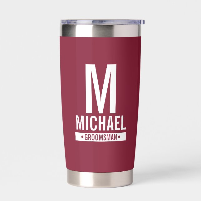 Personalised Groomsman's Monogram and Name Insulated Tumbler (Left)