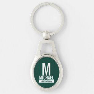 Personalised Groomsman's Monogram and Name Key Ring