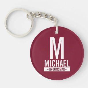 Personalised Groomsman's Monogram and Name Key Ring