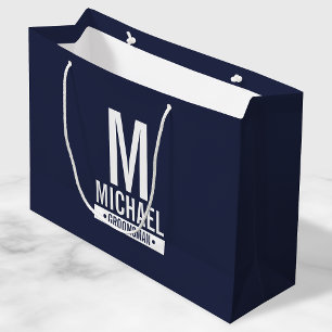 Personalised Groomsman's Monogram and Name Large Gift Bag