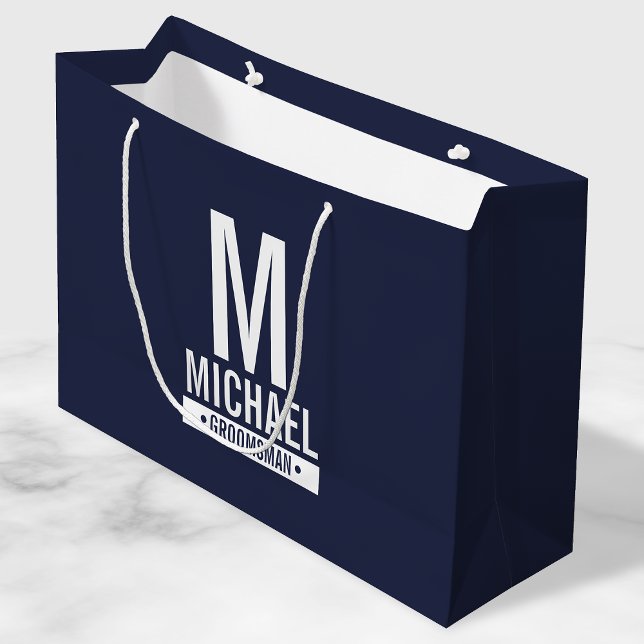 Personalised Groomsman's Monogram and Name Large Gift Bag (Creator Uploaded)