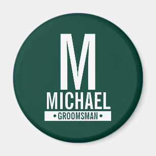 Personalised Groomsman's Monogram and Name Magnet