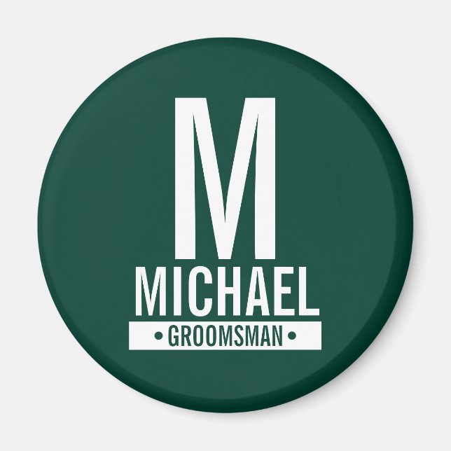Personalised Groomsman's Monogram and Name Magnet (Front)