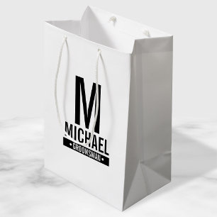 Personalised Groomsman's Monogram and Name Medium Gift Bag