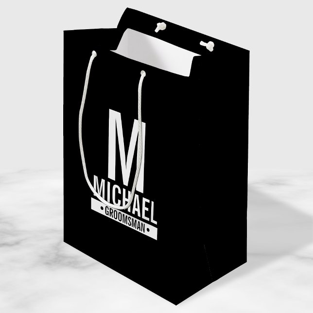 Personalised Groomsman's Monogram and Name Medium  Gift Bag (Creator Uploaded)