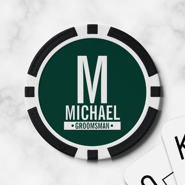 Personalised Groomsman's Monogram and Name Poker Chips (Creator Uploaded)