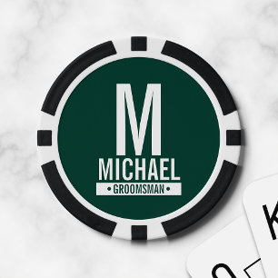 Personalised Groomsman's Monogram and Name Poker Chips