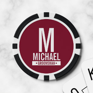 Personalised Groomsman's Monogram and Name Poker Chips